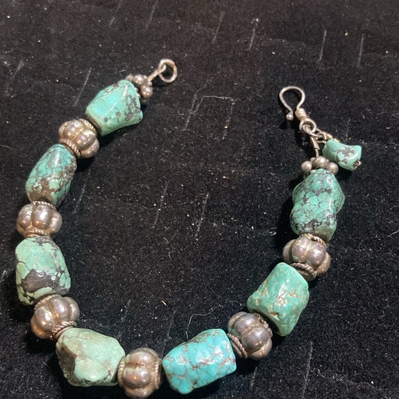 Sterling and chunky turquoise bracelet. - Picture 3 of 6